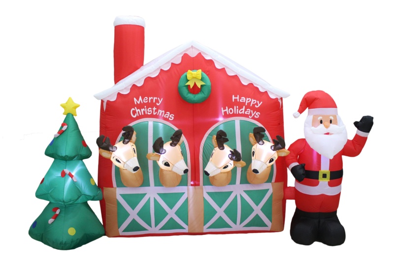 Christmas Santa Reindeer in Stable Yard Inflatable