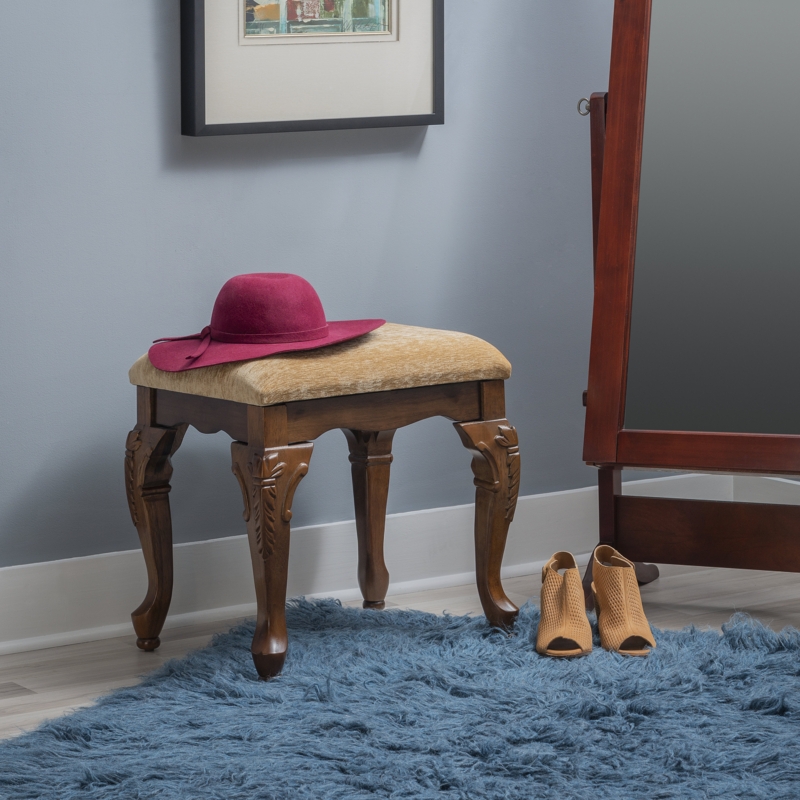 Elegant Vanity Stool with Cabriole Legs