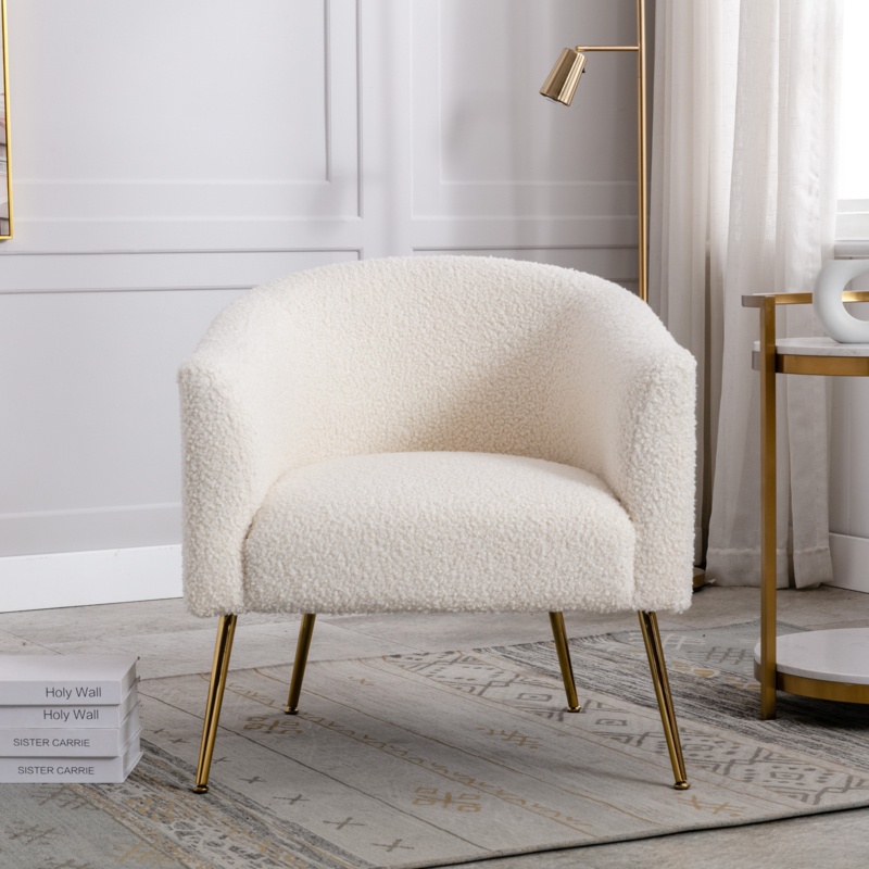 Chynia Modern Faux Fur Vanity Accent Chair Elegant Furry Chair