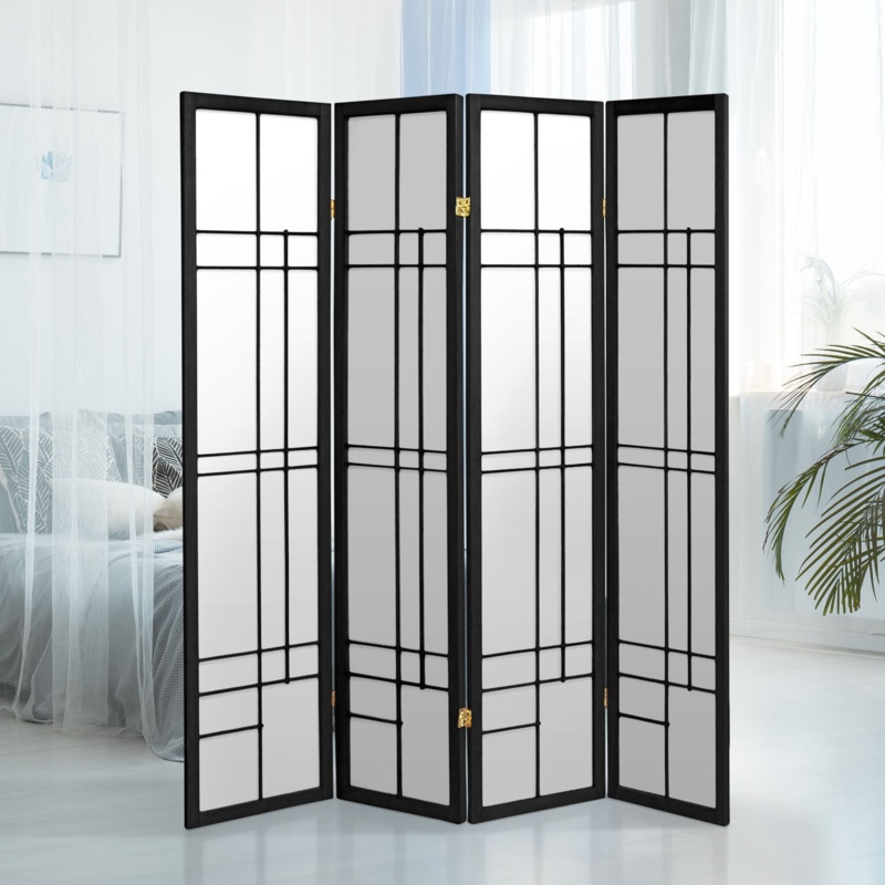 Clara 68" W x 70.25" H - 4-Panel Rice Paper Folding Room Divider