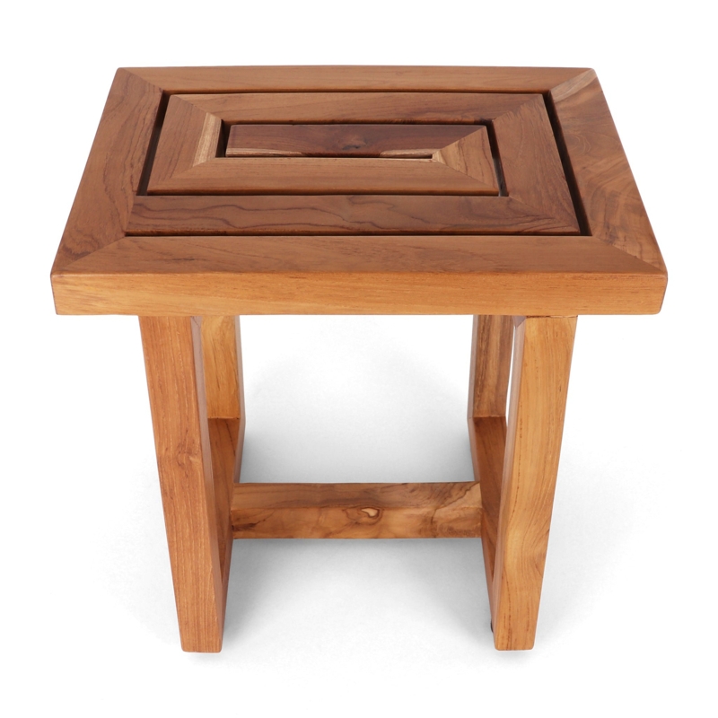 Teak Shower Bench with Non-Slip Rubber Feet