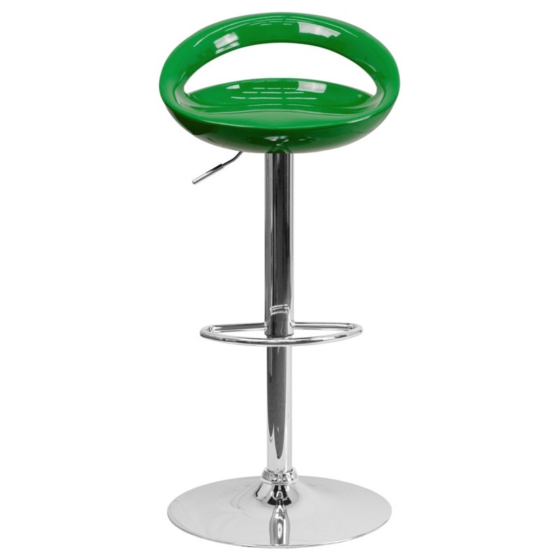 Claudine Contemporary Plastic Adjustable Height Barstool with Rounded Cutout Back