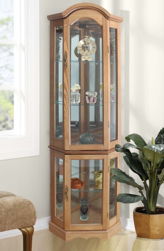 Corner Display Cabinet with Mirrored Back
