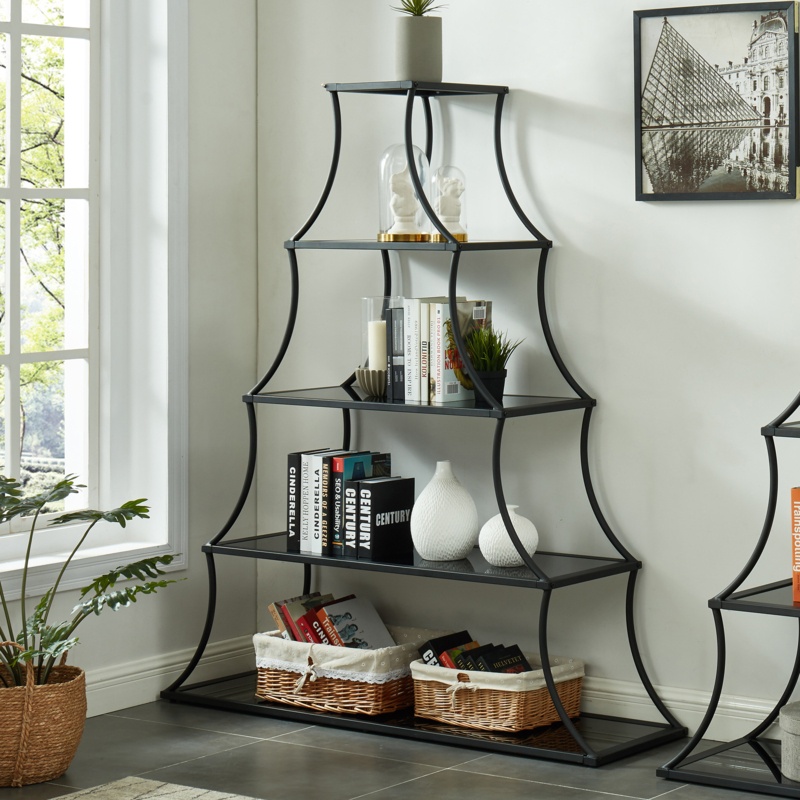 Clearwater 67.25'' H x 59.25'' W Steel Etagere Bookcase