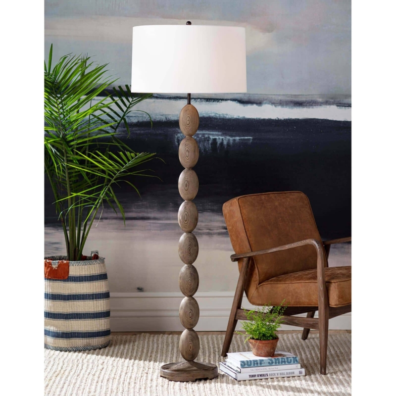 Coastal Birch Wood Floor Lamp