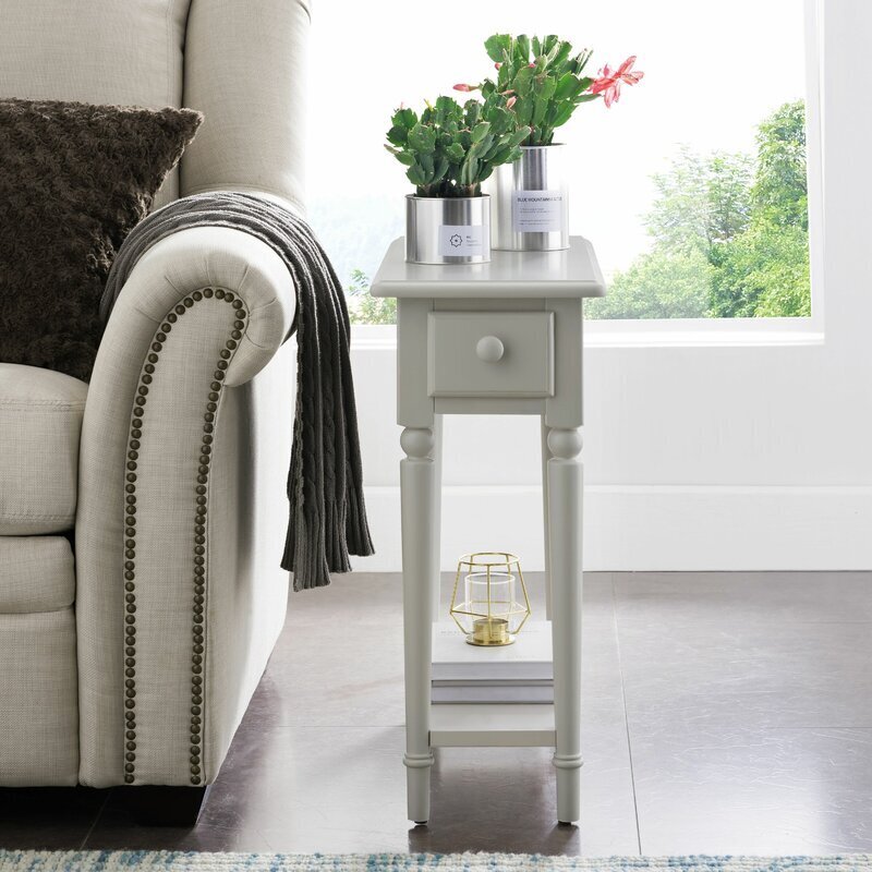 Coastal Minimalistic Narrow Side Table with Storage