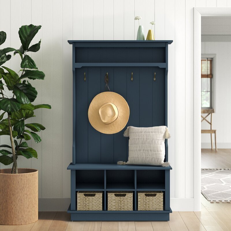 Coastal style hall tree with bench and cubbies
