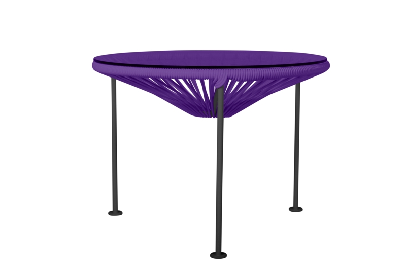 Tempered Glass End Table with Woven Vinyl Cord