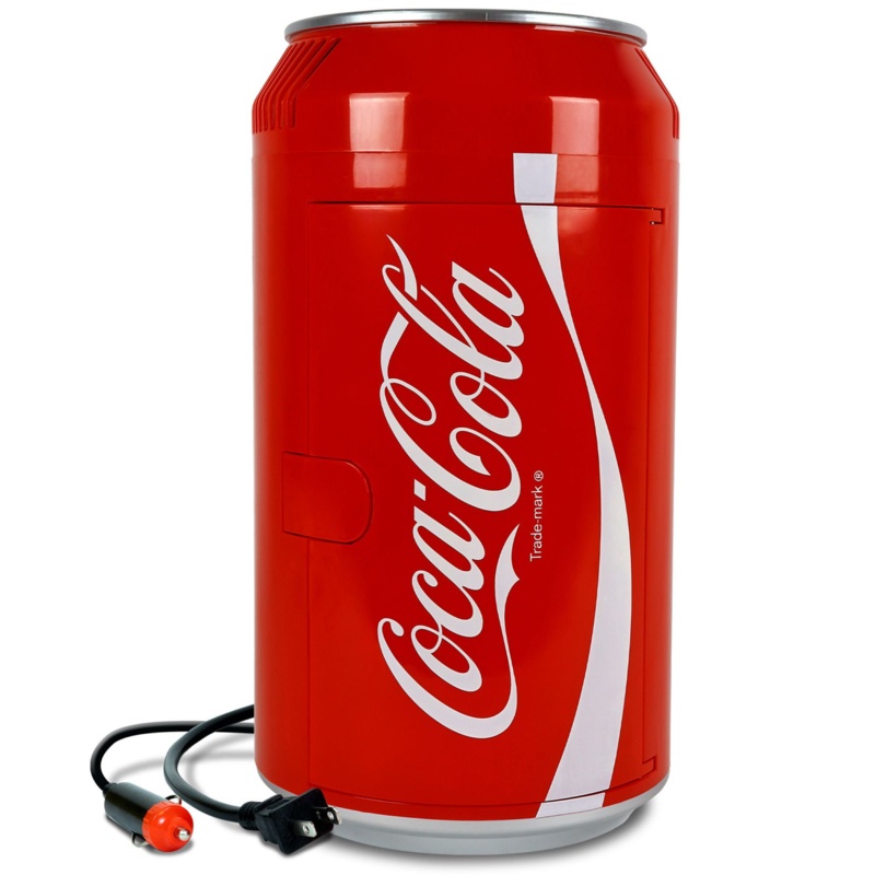 Coca Cola 8 Can Mini Fridge, 5.7 Qt. Personal Cooler Can Shaped, 5.4L Portable Travel Fridge