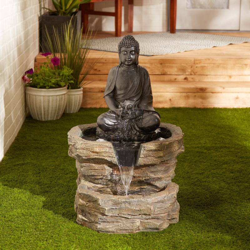Cochranton Zen Buddha Resin Fountain with LED Light