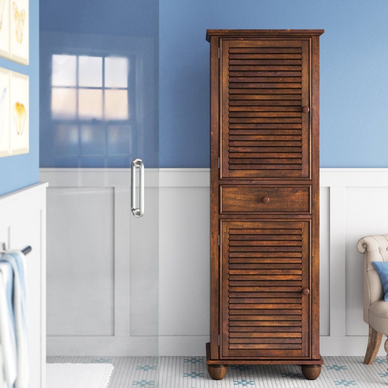 Linen Cabinet with Louvre Doors and Drawer