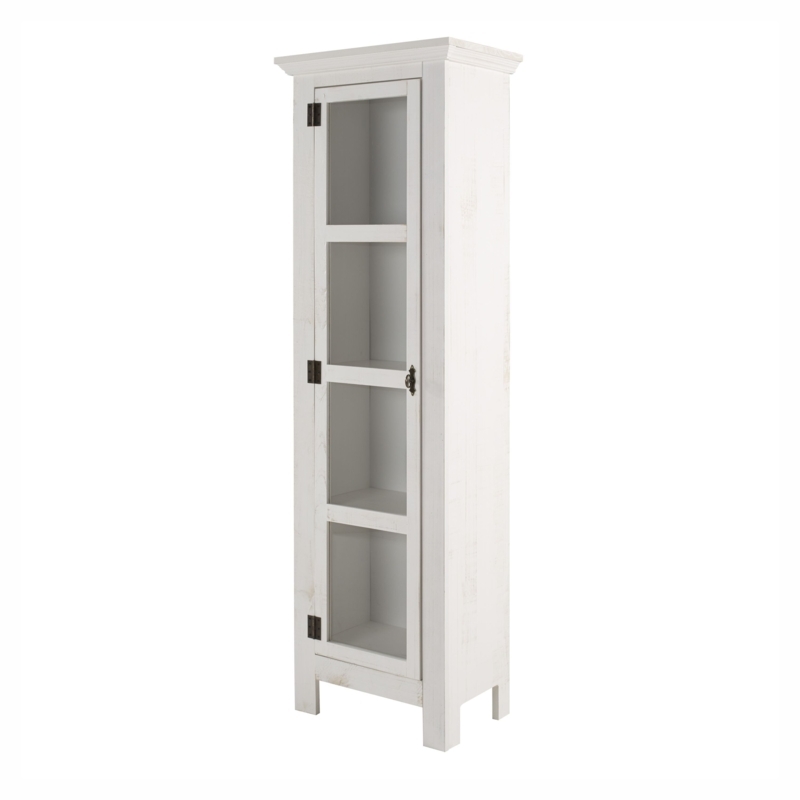 Rustic Wood and Glass Door Shelving Unit