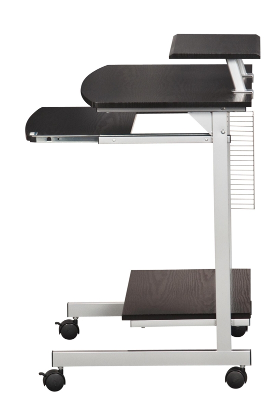 Compact Computer Cart with Multiple Shelves