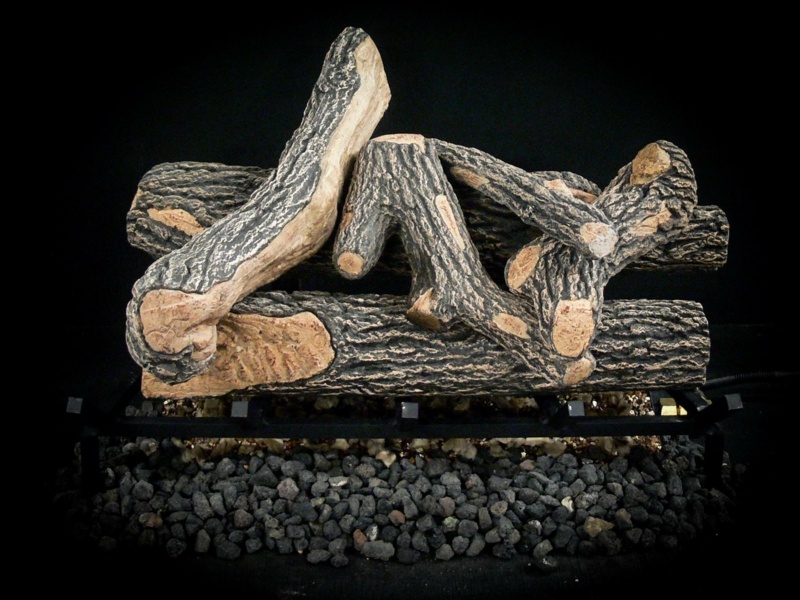 Complete Great Oak Vented Natural Gas/Propane Fireplace Log Set