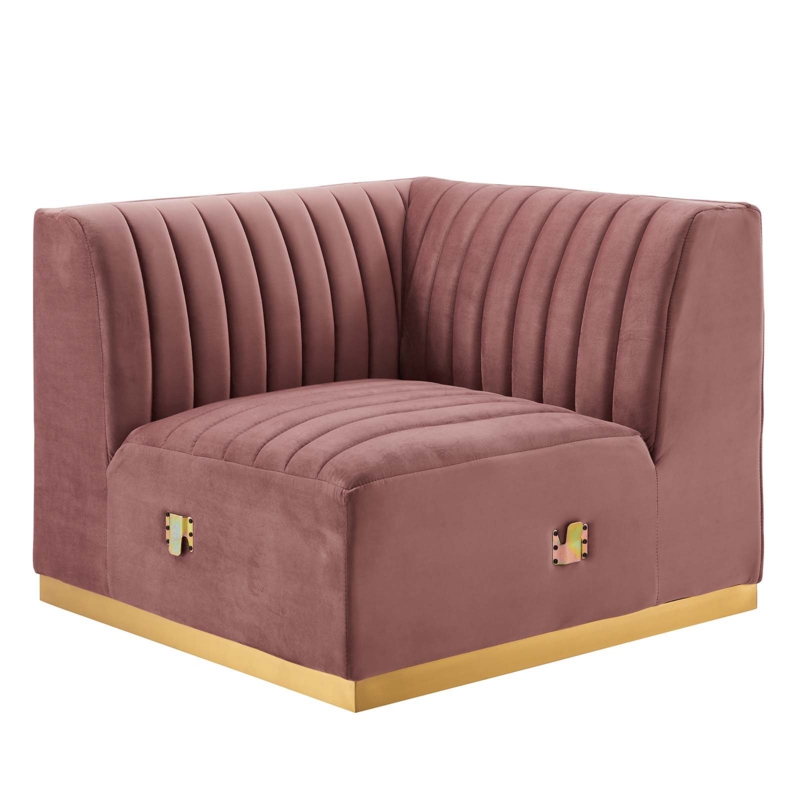 Left Corner Chair with Performance Velvet Upholstery