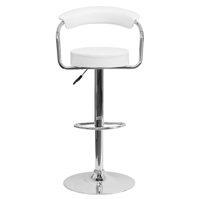 Contemporary Vinyl Adjustable Swivel Bar Stool with Cushion