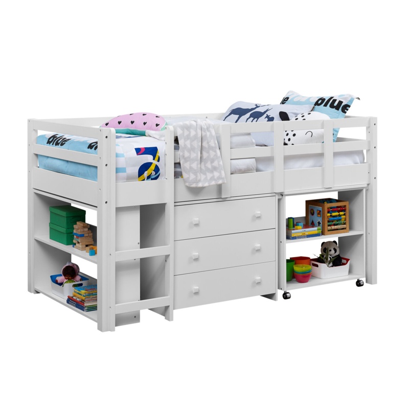 Coonan Twin Solid Wood Loft Bed with Bookcase by Harriet Bee