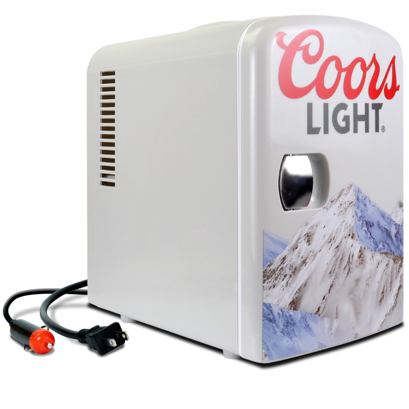 Coors Light Thermoelectric 6 Cans Mini Fridge, 4 L Portable Cooler, 4.2 qt Personal Cooler Gray