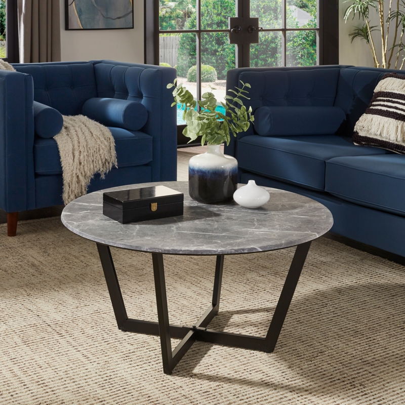 Marble Surface Coffee Table with Open Base