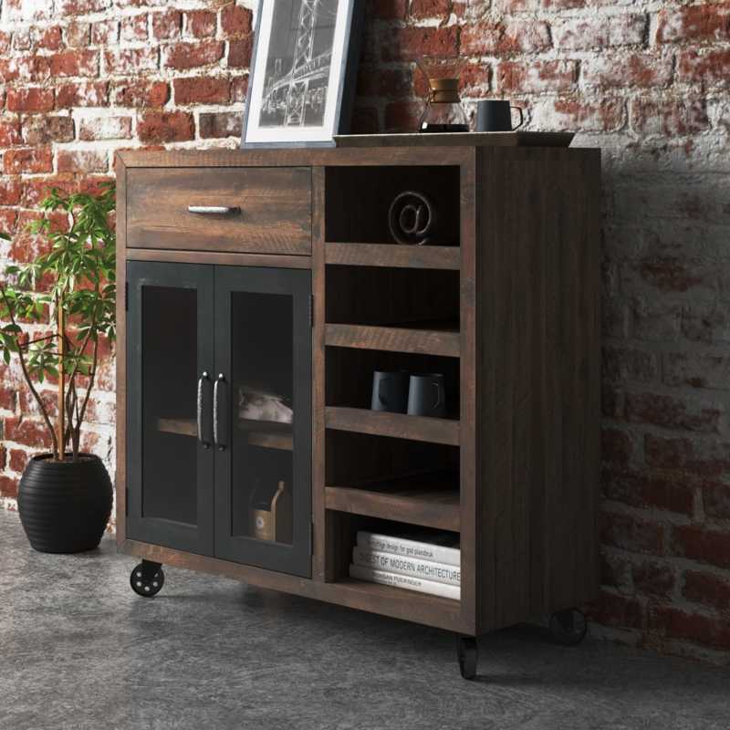 Trolley Bar Cabinet with Wine Storage