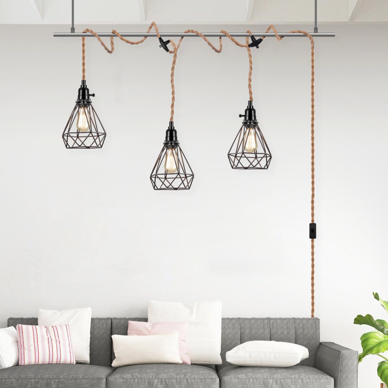 Corington 3 - Light Kitchen Island Bulb Pendant with Rope Accents
