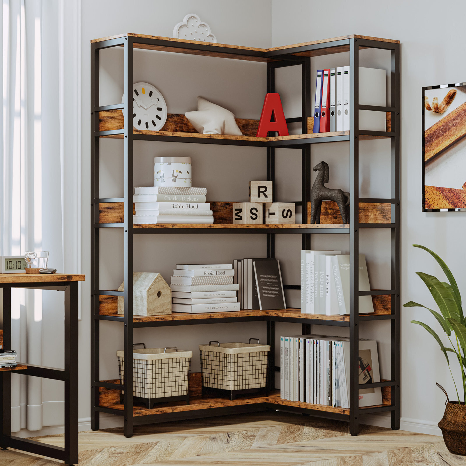 Corner Book Shelf With Side Bars