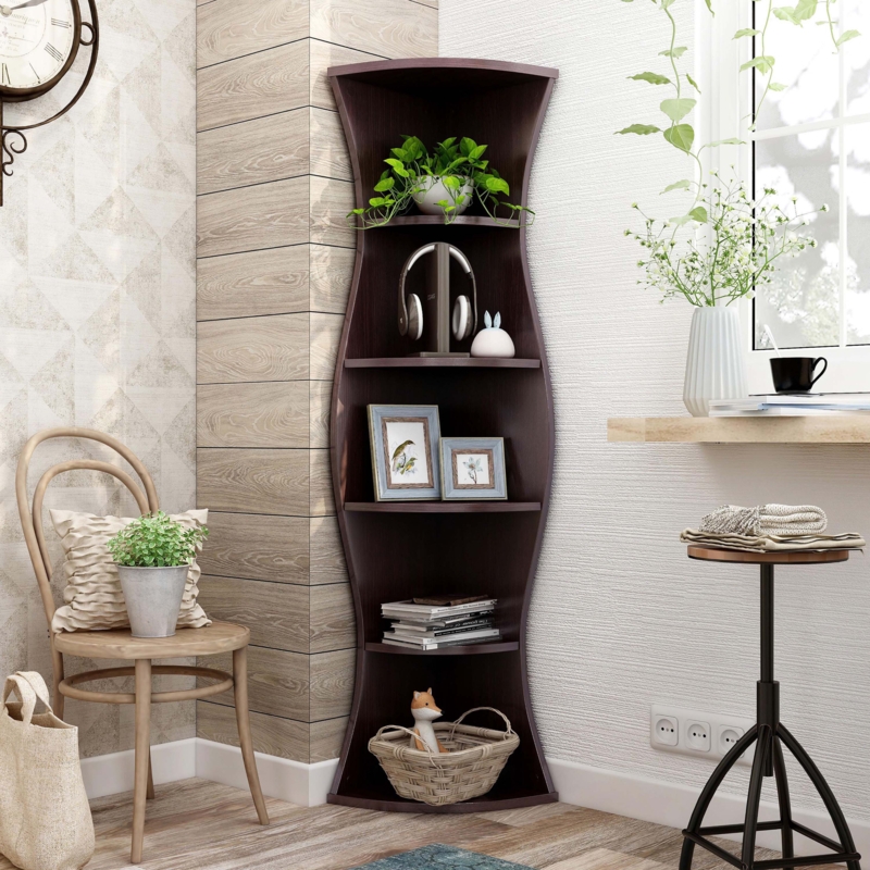 Unique Wavy Five-Unit Corner Shelf