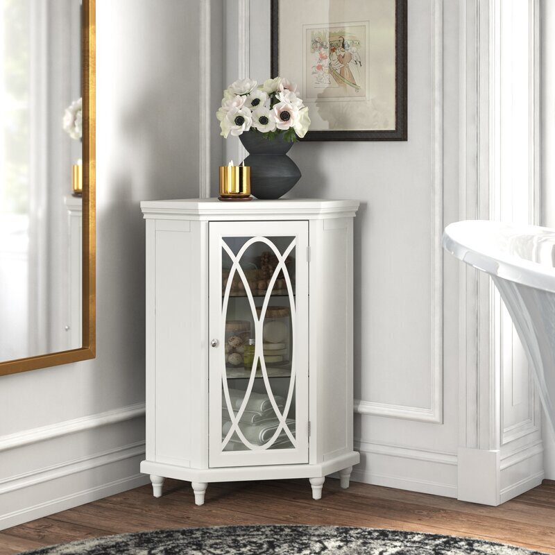 Corner Single Door Glass Fronted Cabinet