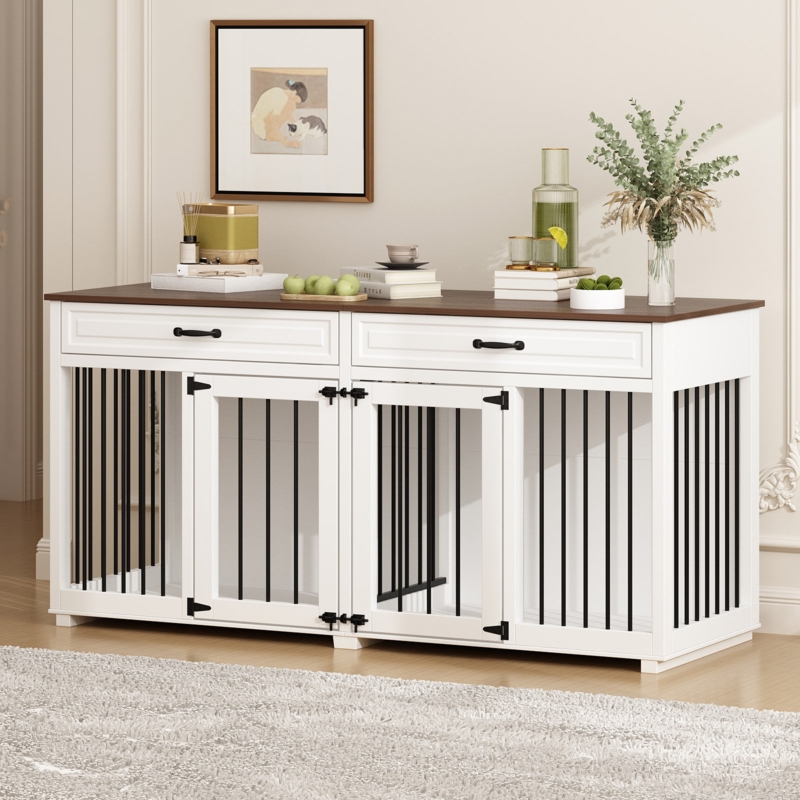 Large Furniture-Style Dog Crate with Storage
