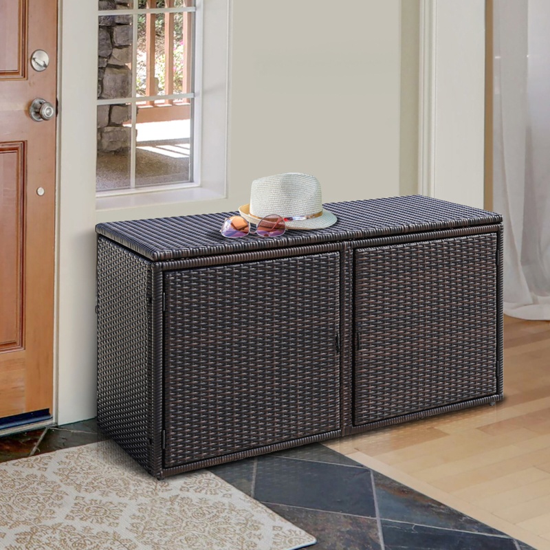 Costway 88 Gallons Gallon Cabinet Deck Box in Mix Brown