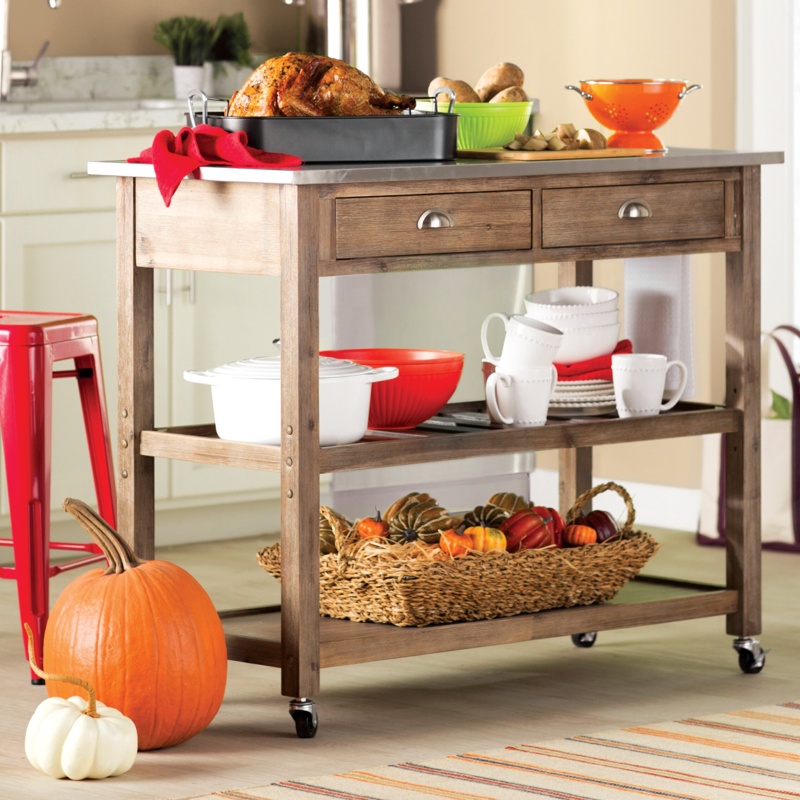 Farmhouse Industrial Kitchen Island Cart