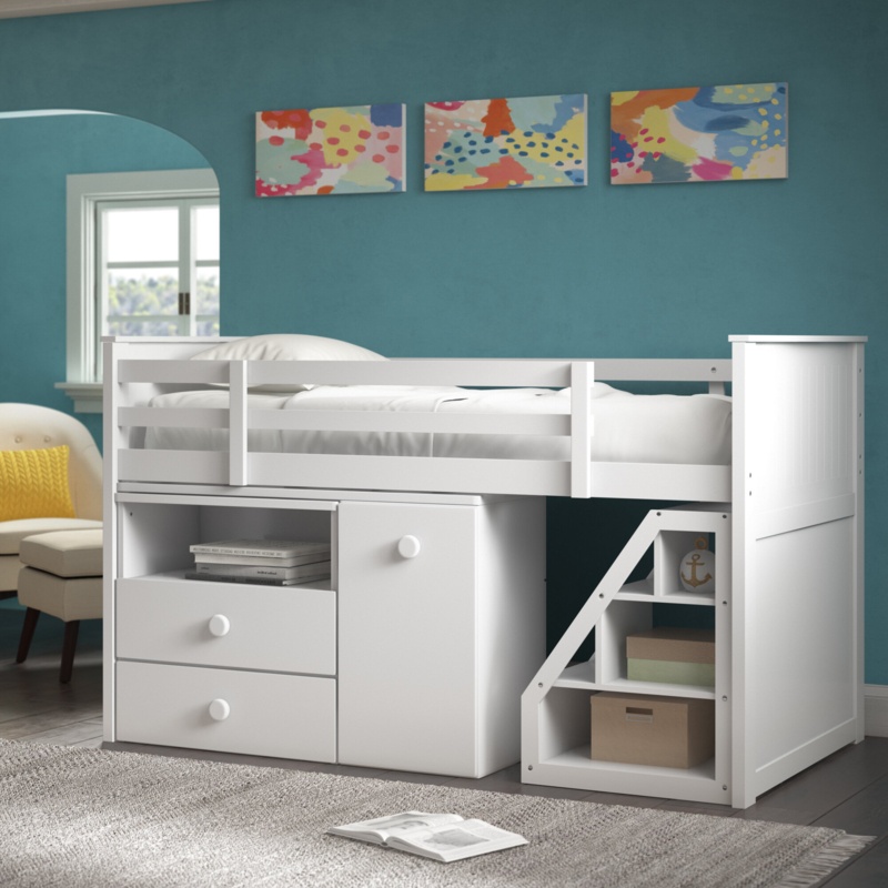 Crowder Twin 5 Drawer Loft Bed with Built-in-Desk by Lark Manor™