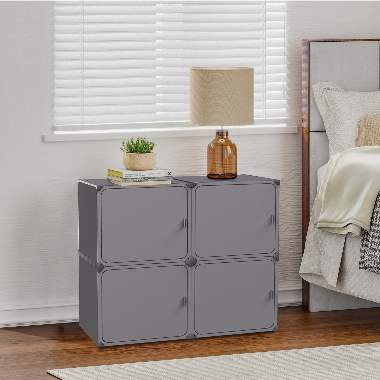 Cubby style Short Bookcase With Doors