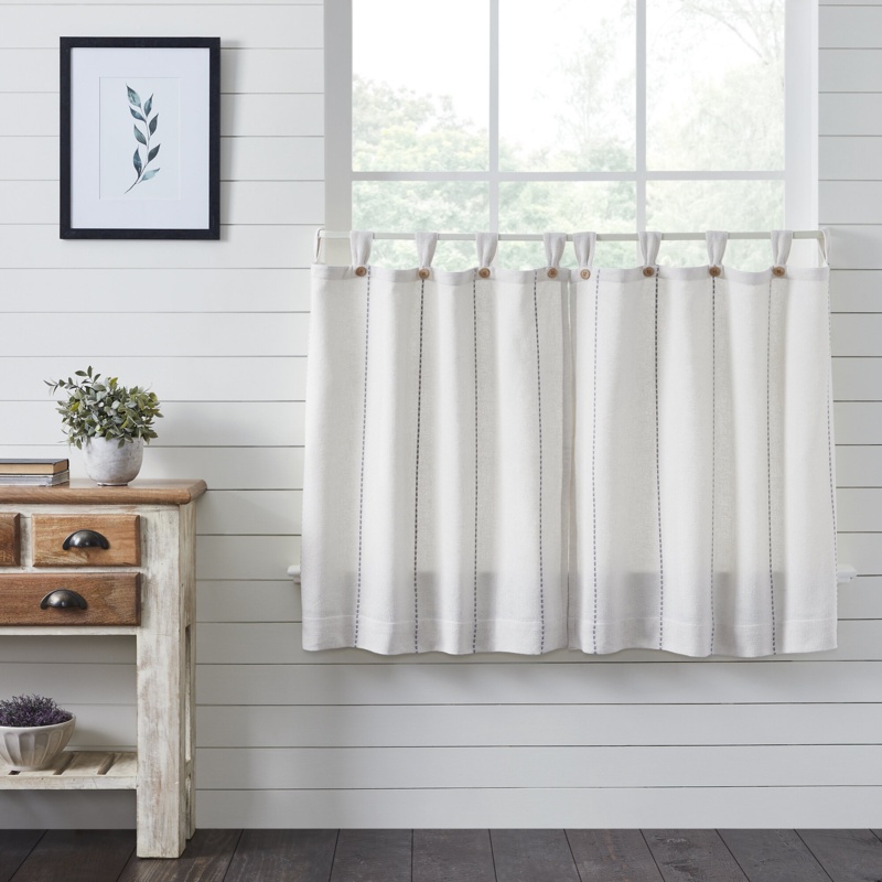 Cumberledge Striped Cotton Tailored 72'' Cafe Curtain