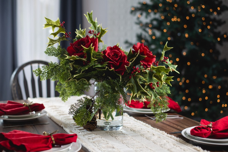 Cypress Roses Floral Arrangement in Vase