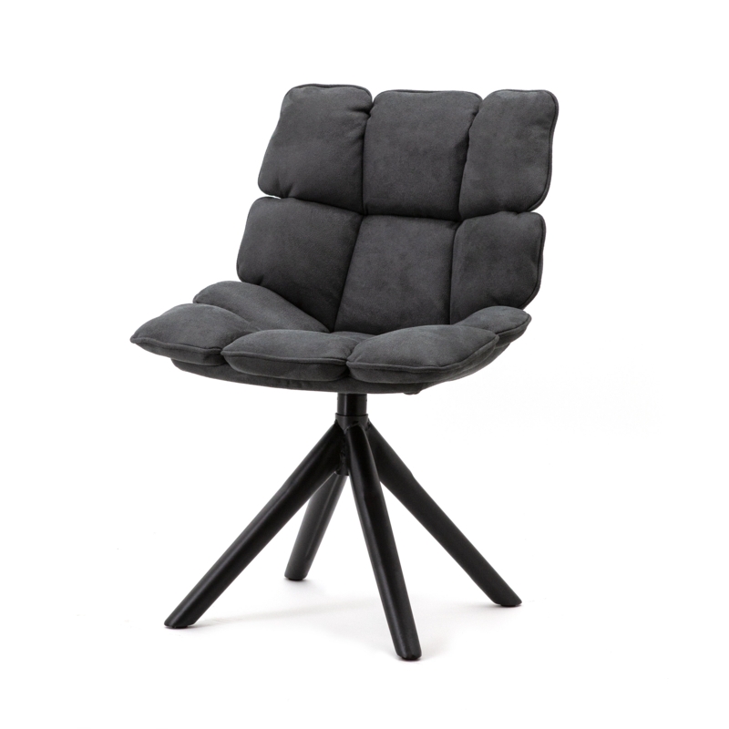 Navy Blue Upholstered Swivel Chair