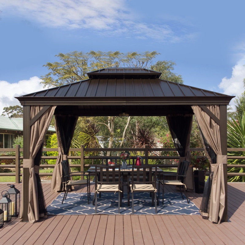 Dahlin 12 Ft. W x 10 Ft. D Aluminum Patio Gazebo (Dark Brown)