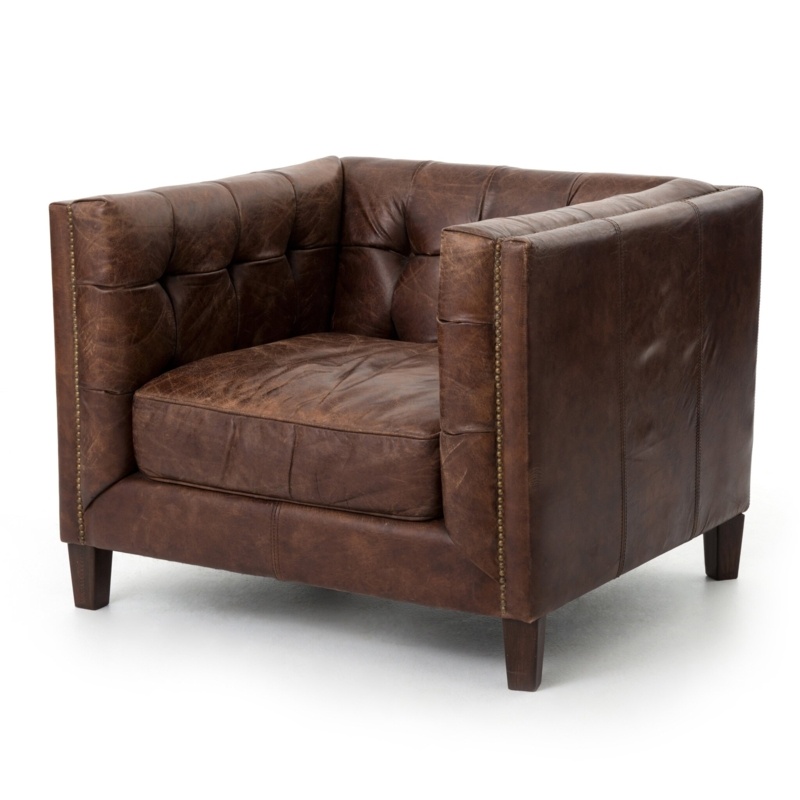Daiceon 37'' Wide Genuine Leather Top Grain Leather Club Chair