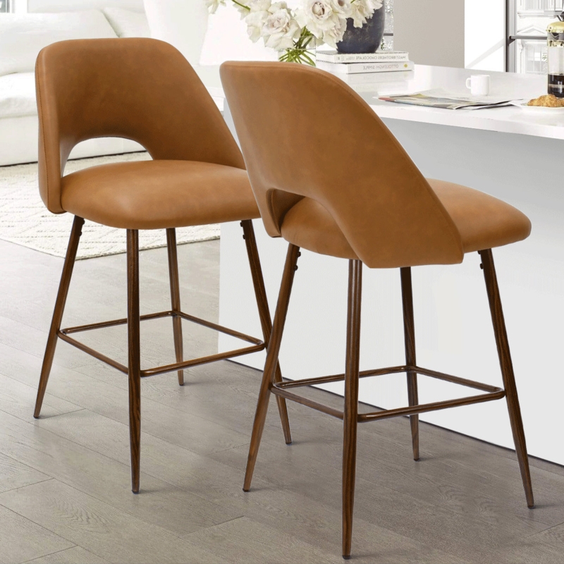 Upholstered Counter Stool with Wide Seat