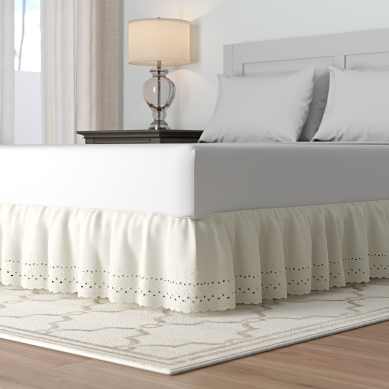 Dakota Eyelet Extra Long 145 Thread Count 18" Bed Skirt