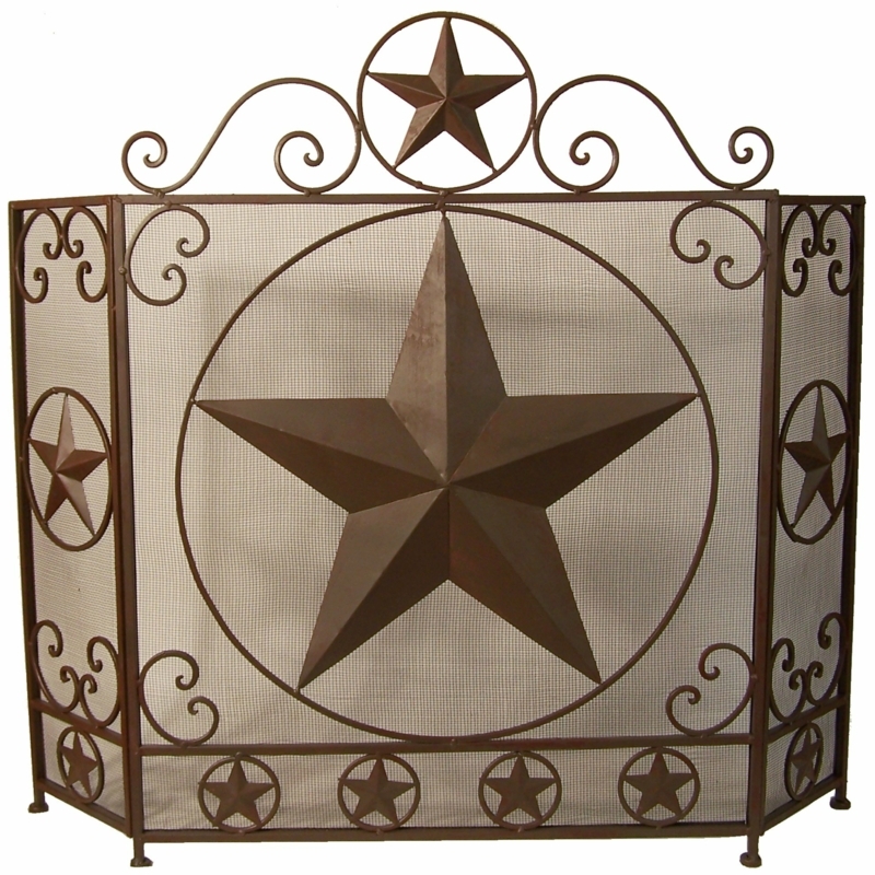 Rustic Metal 3-Panel Fireplace Screen