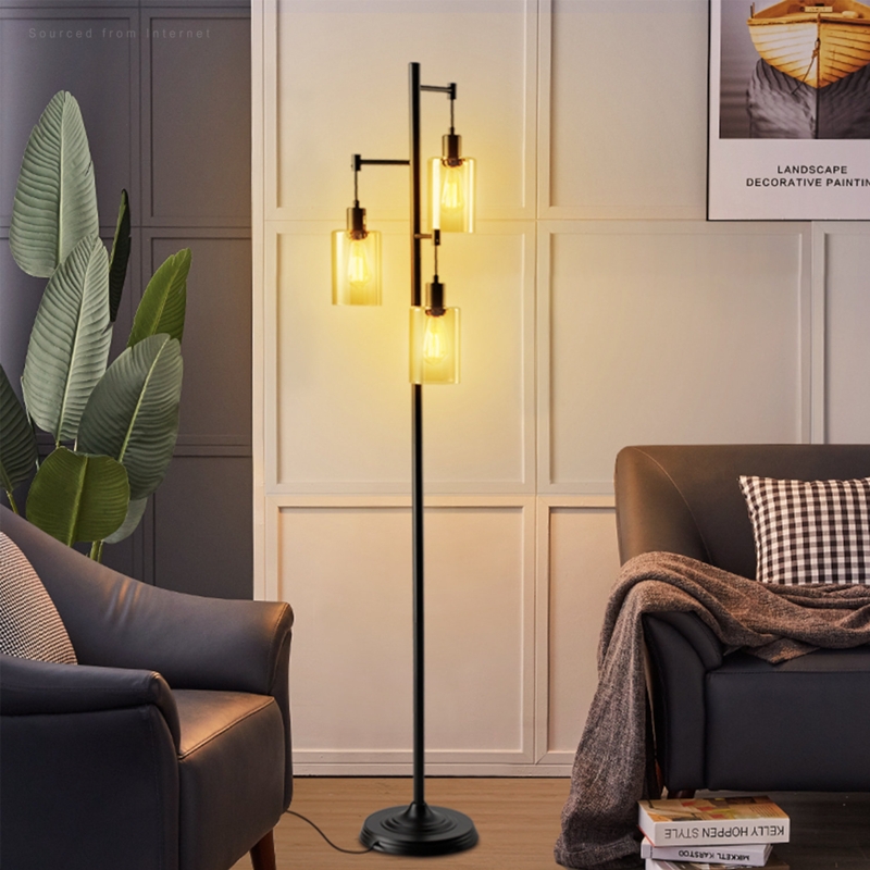 Retro Glass Shade Floor Lamp
