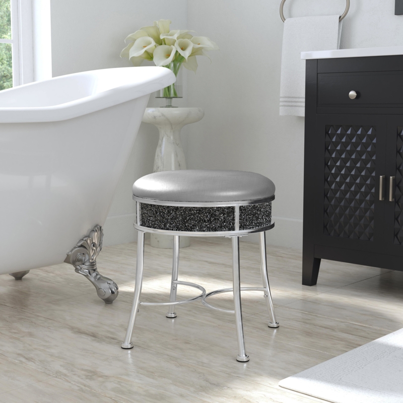Glamorous Vanity Stool with Diamond Band