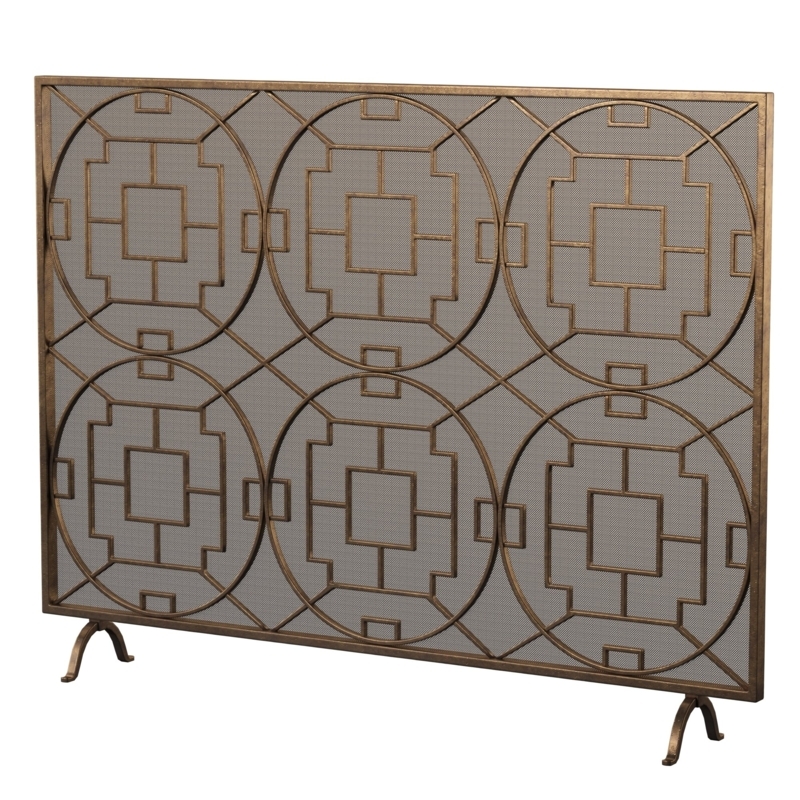 Geometric Iron Fireplace Screen