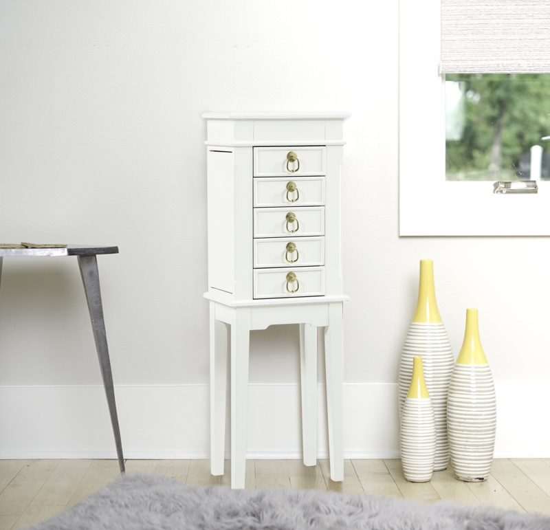 Elegant 5-Drawer Jewelry Armoire with Mirror