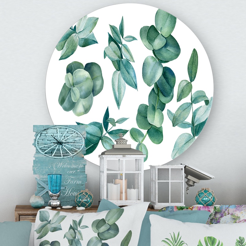 Dark Green Eucalyptus Leaves - Unframed Painting on Metal