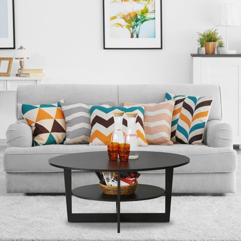 Dark Walnut Oval Wood Coffee Table