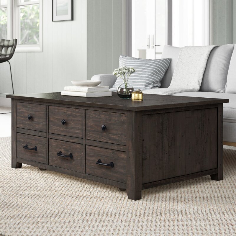 Dark Wood Square Coffee Table