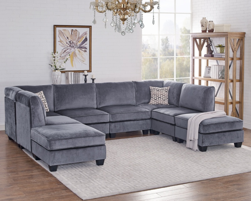 Dawnelle 120" Wide Symmetrical Modular Sectional with Ottoman