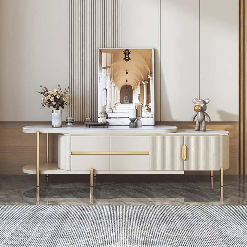 Modern Extendable TV Stand with Sintered Stone Top